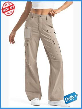 High Waisted Wide Leg Cargo Pants Women Water Resistant Hiking Pants with 8